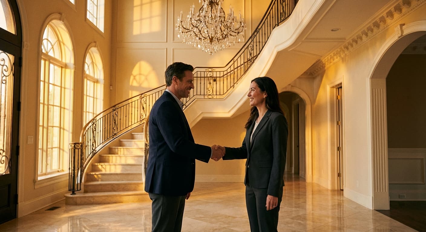 Property deal closing handshake