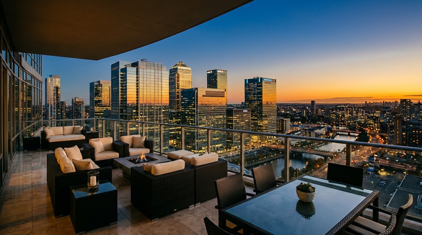 Financial district at dusk